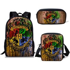 harry potter school backpack and lunch bag set with hogwart's crest on it