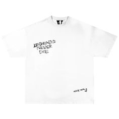 Vlone x Juice WRLD Legends Never Die T-Shirt 'White' | GOAT Juice Wrld Legends Never Die, Legends Never Die, V Logo, Handwritten Font, Studio Album, Curator Style, Aesthetic Clothes, White Undershirt, Juice