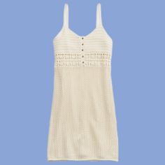 Rare And Hard To Find Aerie - Beautiful Crochet Wearable As A Dress Or Swimsuit Cover Up. Very Versatile And Lined Inside (See Photos). Brand New Without Tags 100% Cotton Color: Natural Questions? Leave A Comment Below! Casual White Cotton Crochet Dress, Casual Sleeveless Crochet Dress For Daywear, Pink Ruffle Skirt, Red Gingham Dress, Crochet Button, Orange Mini Dress, White Halter Dress, Camo Dress, Sundress Dress