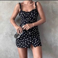 Reposhing This Item I Purchased From @Jimoonie. Loved It, But Ready To Rotate For Something New. Questions? Leave A Comment Below! Realisation Par, Julia Dress, Something New, Polka Dot, Polka Dots, Black White, Mini Dress, Womens Dresses, Black And White