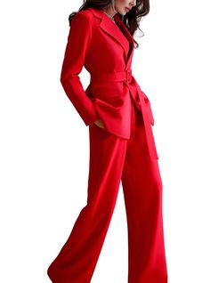 Blazer Suit For Women, Blazer Set For Women, Women Office Wear, Women Wide Leg Pants, Blazer For Women, Office Wear Women, Suit For Women, Formal Pants, Women Office