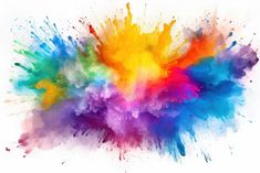 multicolored paint splattered on white background