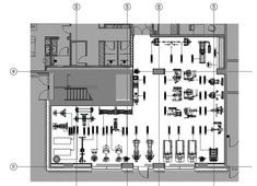 the floor plan for an office building, with several different areas to be seen in it