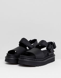 Dr Martens Voss black Leather Flat Chunky Sandals | ASOS Obx Clothes, Doc Martens Aesthetic, Dr Martens Voss, Black Sandals Flat, Anti Fashion, Black Flats Shoes, Black Leather Flats, Trending Sandals, Dr Martens Boots