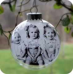 clear glass ornaments with old family photos. Photo Ornaments, Housewarming Gifts, Cherished Memories, Ornament Set