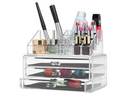 Clear Acrylic Makeup Organizer Only $16.87! Make Up Boxes, Makeup Storage Ideas, Clear Acrylic Makeup Organizer, Beauty Organizer, Acrylic Makeup Organizer, Makeup Storage Case, Lipstick Liner, Acrylic Storage