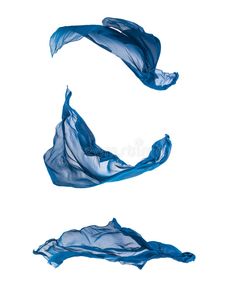 blue fabric flying in the air on a white background stock photo - 759782