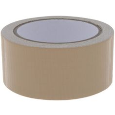 a roll of tan tape on a white background, with the top edge rolled up