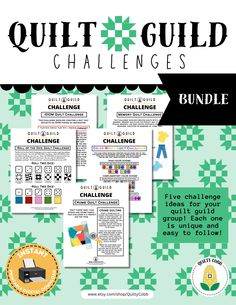 the quilt guide for quilting and quilting with text overlay that reads quilt guild challenges