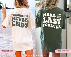 Introducing our exquisite personalized Bachelorette Party Shirt with Friendship Never Ends, a must-have for any girls club celebration!  Whether you're planning a getaway or a memorable bachelorette weekend, this shirt is sure to make a stylish statement.  * Unisex Garment-Dyed T-shirt - Comfort Colors® 1717 * Its garment-dyed t-shirt, a fully customizable tee made 100% with ring-spun cotton.  The soft-washed, garment-dyed fabric brings extra coziness to your wardrobe while the relaxed fit makes Friends Outfit, Personalized Bachelorette, Bridesmaid Shirt, Bachelorette Party Shirt, Custom Bachelorette, Best Friend Outfits, Best Friend Wedding, Best Friend Shirts, Bride Shirts