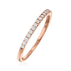 Ross-Simons - .25 ct. t. w. Diamond Stackable Ring in 14kt Rose Gold. Size 10. Add some sparkle to your stack! This stackable band is charming as is or layered with other rings in your collection. Totaling .25 carats, these round brilliant-cut diamonds gleam in 14kt rose gold. 1/16" wide. Diamond ring. Diamond birthstones are the perfect gift for April birthdays. April Birthday, Diamond Birthstone, Stackable Bands, Stackable Ring, Women Men Shoes, Ring Diamond, Round Brilliant Cut Diamond, Stackable Rings, Round Brilliant