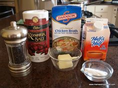 ingredients for chicken broth sitting on a kitchen counter