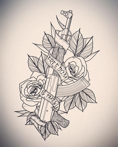 Knife And Rose Tattoo Design, Prison Style Tattoos, Rose Made Out Of Money Tattoo, Ak47 Tattoo Stencil, Akm 47 Tattoos Ideas, Ak 47gun Tattoo, Berg Tattoo, Freedom Tattoos, Panther Tattoo