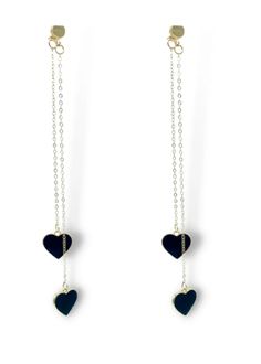 Get your heart back, and wear your love for yourself on your sleeve with these romance-themed single-hearted girl earrings. Black Sterling Silver Heart Earrings, Black Heart-shaped Pierced-style Jewelry, Black Dangle Jewelry For Valentine's Day, Black Heart Charm Earrings As Gift, Black Heart Dangle Earrings For Gift, Black Dangle Jewelry With Heart Charm, Black Earrings With Heart Charm For Gift, Black Heart Charm Earrings For Valentine's Day, Black Heart Charm Dangle Earrings