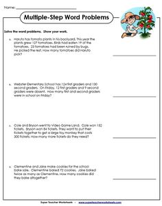 the worksheet for multiple step word problems is shown in this image, and it shows