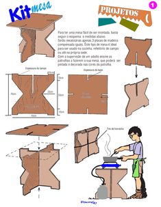 the instructions for how to make a coffee table from cardboard and cut it into pieces