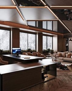 wooded living room design Office Design Concepts, Living Room Luxury, Industrial Office Design, Opulent Interiors, Japandi Interior, Modern Office Design, Office Furniture Design