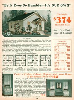 an advertisement for a house with three windows and two doors on the front, one is white