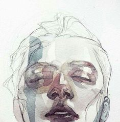 a drawing of a woman's face with her eyes closed