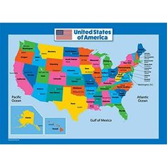 a map of the united states of america with all its major cities and their flags