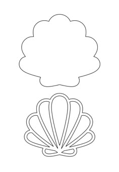 an outline of a shell with a cloud in the middle and a line drawing above it