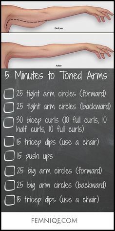 a hand holding an arm with the text 5 minutes to tone arms