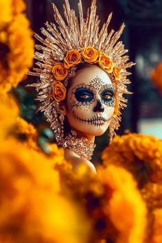 Step into a world where vibrant Day of the Dead traditions meet high-fashion elegance. This Pinterest board takes you on a journey through stunning sugar skull makeup designs, adorned with intricate floral crowns and set against a backdrop of bold, luxurious colors. Discover ethereal beauty in every detail, from rich marigolds to gothic lace. Whether you're inspired by the deep cultural roots of Mexican celebrations or drawn to the drama of editorial photography, this board brings a fusion of artistry and tradition to life, inviting you to explore beauty in its most creative, mystical form. #DayOfTheDead #SugarSkull #DiaDeLosMuertos #FashionPhotography #GothicElegance #MakeupArt #FloralCrown #MexicanTradition #MarigoldBeauty #VibrantColors #CreativeMakeup #SkullArt #CulturalBeauty Mexican Halloween Costume, Mexican Makeup, Catrina Costume, Halloween Makeup Sugar Skull, Mexican Halloween, Sugar Skull Costume, Mexican Celebrations, Halloween Rave, Sugar Skull Girl