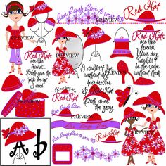 Red Hatters by JRettGraphics on Etsy, $5.00 Red Hat Party, Red Hat Club, Hat Clipart, Red Hat Ladies, Red Hat Society, Hat Decoration, Party Kits, Hat Clips, Hat Ideas