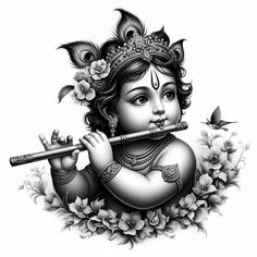 Black And White Krishna Images, Pencil Art Drawings Krishna, Krishna Black And White Wallpaper, Lord Krishna Black And White, Krishna Black And White, Little Krishna Sketch, Reddit Wallpaper, Black Krishna, Lord Krishna Sketch