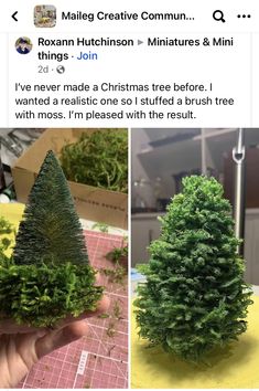 a fake christmas tree is shown in two different photos, one has been placed on top of the other