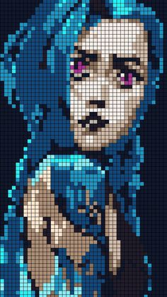 Jinx Alpha Pattern, Arcane Bracelet Pattern, Arcane Crochet Tapestry, Bojack Horseman Cross Stitch, Arcane Crochet Pattern, Arcane Alpha Pattern, Jinx Pattern, Arcane Cross Stitch, Arcane Pixel Art Grid