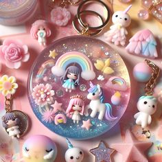 Behold a charming keychain, perfect for teenage girls. It's a trendy resin art piece, featuring pastel colors, glitter, and miniature motifs of unicorns and flowers. Exuding a delightful sleek finish. 

#ResinArt #PastelKeychain #TeenAccessory #UnicornMotif #TrendyKeychain #ResinCraft Carol Aesthetic, Kitty Cupcakes, Art Keychain, Cute Iphone Wallpaper Tumblr, Hello Kitty Cupcakes, Pretty Wallpapers Tumblr, Resin Craft, Beautiful Wallpapers Backgrounds