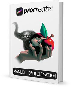 the book cover for procreate manuel d'utilsation with an image of a woman holding an apple