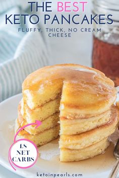 the best keto pancakes fluffy, thick, no cream cheesecakes are on this plate