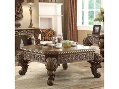 Vienna Mansion Dark Walnut Wooden Coffee Table - Ornate Home Carved Coffee Table, Carving Furniture, Sofa Chesterfield, Traditional Coffee Table, Center Tables, Wooden Items, Beige Living Rooms, Chic Chic, Centre Table