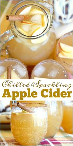 an apple cider with apples and cinnamon in it