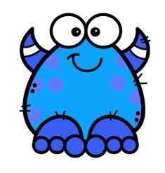 a cartoon blue monster with big eyes