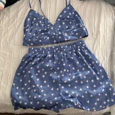 Reposhing This Item, Worn Once And In Great Condition. Questions? Leave A Comment Below! Blue V-neck Pajama Party Sets, Blue Summer Night Sets, Bedroom Glam, Pj Sets, Women's Intimates, Baby Blue, 3 Piece, Blue White, Pajamas