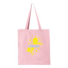 Unicorn Tote Bag - Personalized with Name 14"W x 15"H x 4"D 12 oz./yd², 100% heavy cotton canvas 20 1/2" web canvas handles 9" handle drop Flat Bottom Pink Letter Print Canvas Bag For Shopping, Pink Canvas Bag With Letter Print For Shopping, Yellow Cotton Shoulder Bag For School, Large Cotton School Bag, Pink Cotton Bags With Letter Print, Large Canvas School Bag, Large Cotton Canvas School Bag, Trendy Yellow Cotton Canvas Bag, Yellow Cotton Canvas Shopping Bag