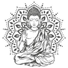 buddha sitting in the lotus position with his hands together