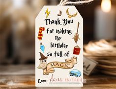 a birthday card that says, thank you for making my birthday so full of magic