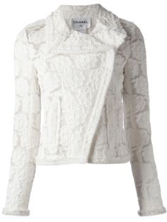 Chanel Vintage Lace Skirt And Jacket Suit - - Farfetch.com Asymmetrical Jacket, White Camellia, Skirt And Jacket, Chanel Suit, Asymmetric Jacket, Chanel Jacket, Jacket Suit, Trim Jacket, Chanel Vintage