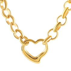 PRICES MAY VARY. These chunky gold necklaces for women are made from stainless steel and 18k gold plated surface, this gives the necklace a luxurious and shiny finish, finely polished, will not easily deform and fade; last for a long time. These heart necklaces for women boast a gleaming finish that catches the light with every movement The gold necklace for women consists of oval-shaped links interconnected with round links The centerpiece of the chunky charm necklace for women is a heart-shape Gold Necklace Chunky, Chunky Charm Necklace, Chunky Gold Necklace, Heart Chain Necklace, Chunky Gold Necklaces, Trendy Chokers, Heart Necklaces, Choker Style Necklace, Chunky Chain Necklaces