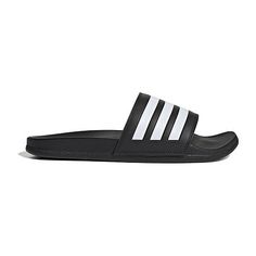 This pair of adidas unisex Adilette slide sandals for men and women is an on-trend style for warm-weather days. Made from smooth faux leather, this slip-on shoe has the brand's signature striped embossed as part of the design and a comfortable cushioned sole. Team it with your favorite swim or athleisure pieces from the brand.Closure Type: Slip-OnUpper/Outer Base Material: 100% SyntheticShoe Lining Material: SyntheticSole Material Content: 100% SyntheticToe Type: Open ToeHeel Style: Flat HeelCou Adidas Slides With Cushioned Footbed, Sporty Flat Adidas Slides, Adidas Sporty Flat Slides, Summer Adidas Slides, Adidas Casual Slide Flip Flops, Adidas Synthetic Slide Flip Flops, Adidas Sandals For Spring Swimming, Adidas Synthetic Slides For Beach, Adidas Synthetic Slides For The Beach