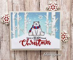 a beary good christmas card made with stampin's snowflakes dies