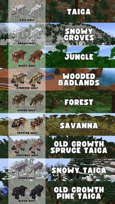 the different types of animals in minecraft