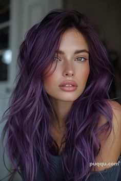 Purple Hair Passion: Exploring the Bold World of Lavender Locks - Puqqu Purple Blonde Hair, Sunkissed Hair Brunette, Purple Hair Color, Dark Purple Hair, Temporary Hair Dye, Portrait Reference, Hair Chalk, Long Hair Color, Blowout Hair