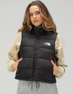 The North Face Hydrenalite™ Down A-Line Puffer Vest. With A City-Ready Design And Expedition-Tested Features, The Women's Hydrenalite™ Down A-Line Vest Delivers Winter Warmth You Can Count On. A Relaxed Fit Leaves Room For Layering, While 600-Fill Down Baffles And Water-Repellent Finish Help Insulate You From The Cold. Embroidered Logo On Left Chest And Back-Right Shoulder. Exposed-Zip Hand Pockets. Internal Drawcord With Cord Locks At Hem For Adjustability. Non-Pfc Dwr Finish For Added Water Repellency. Relaxed Fit. Stand Collar. 100% Recycled Polyester. Machine Wash. Imported. Model Is Wearing A Size Small. Model Measurements:height: 5'9" Bust: 32"waist: 25"hips: 35" Model Is Wearing A Size Small. Model Measurements:height: 5'9" Bust: 32"waist: 25"hips: 35" Brooklyn Christmas, North Face Puffer Vest, Christmas Wants, Puffer Vests, Wwe T Shirts, North Face Vest, Men Jeans Pants, Womens Puffer Vest, Black Puffer Vest