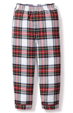 Timeless plaid brings staple style to cotton-blend pajama pants that will keep your little one feeling comfy with cuffs and an easy elastic waist. Meets Consumer Product Safety Commission's flammability standards for children's sleepwear 50% cotton, 50% modacrylic Machine wash, dry flat Imported Childrens Pyjamas, Tartan Pants, Cotton Pajama Pants, Luxury Sleepwear, Romper And Jacket, Pajama Pant, Holiday Wardrobe, Print Pajamas, Flame Retardant