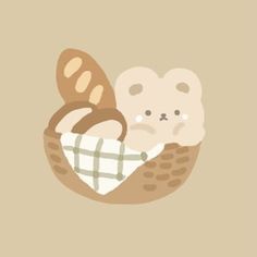 a teddy bear in a basket with a blanket on it's back and another stuffed animal inside